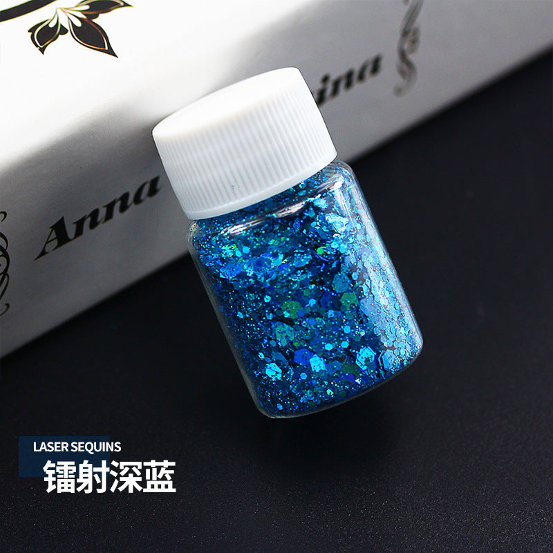 Wholesale Mixed Sequins Laser Colorful Glitter Powder Nail Art Crystal Drip Glue Flow Hemp Filler Gold Powder